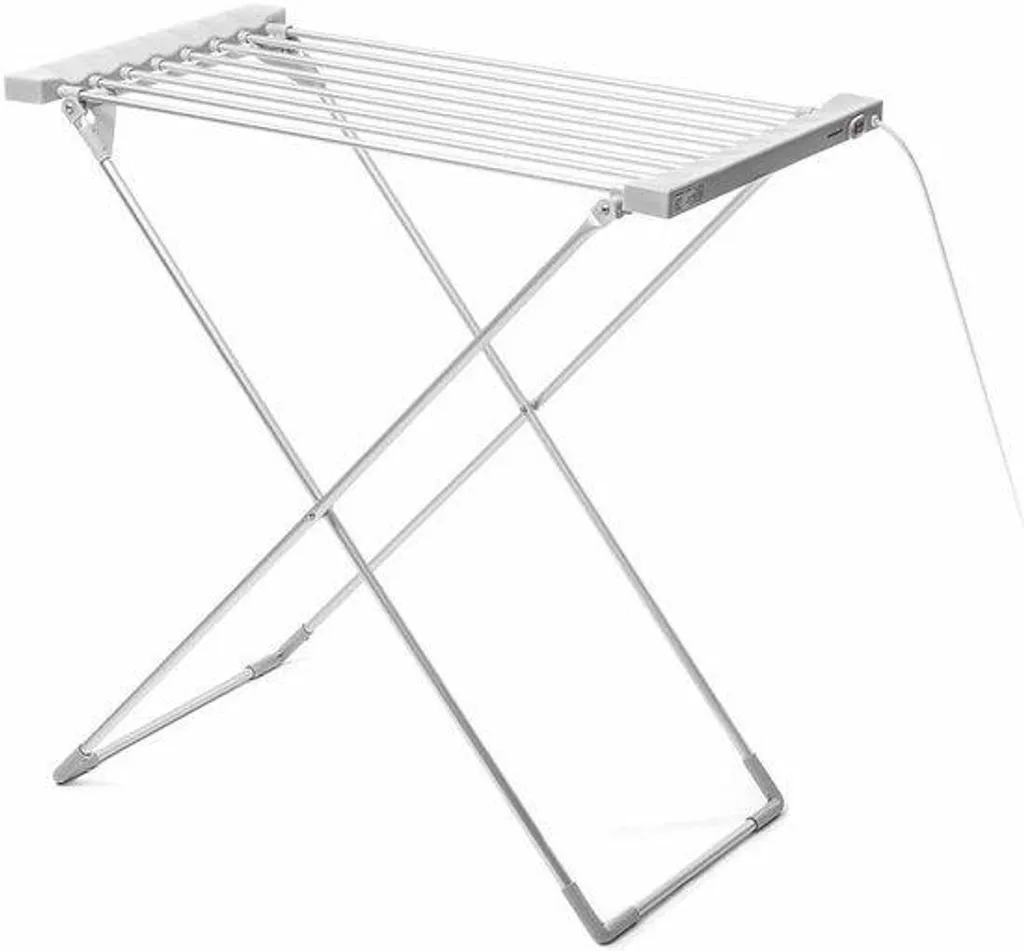 Radiateur sèche-serviette 120W gris portable avec 8 barres horizontales