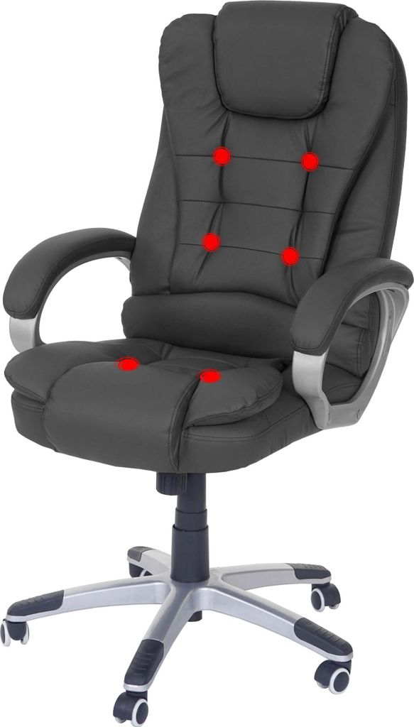 Massage-Bürostuhl Blackburn, Massagestuhl Drehstuhl Chefsessel, Kunstleder schwarz