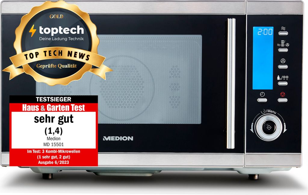 MEDION MD 15501 4 in 1 Mikrowelle mit Grill (25 Liter, 900 Produktbild 