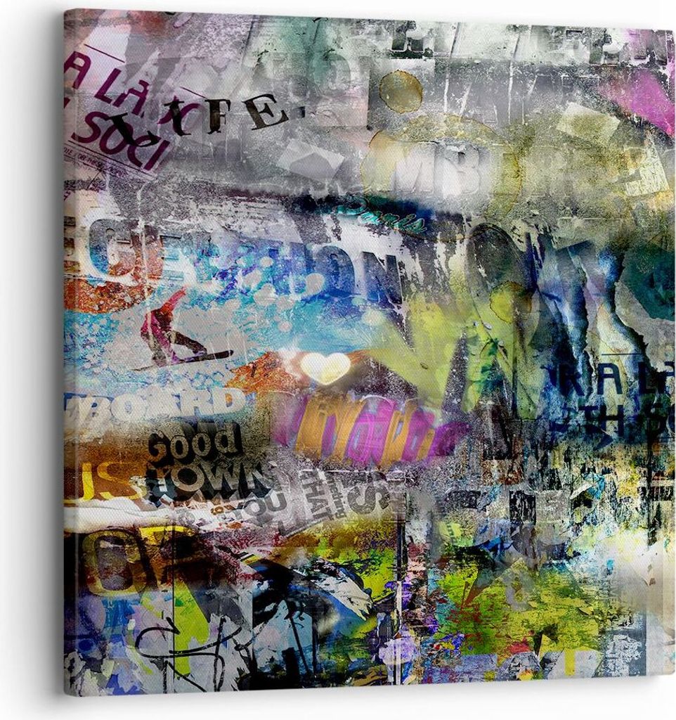 Bild auf Leinwand - Leinwandbild - Graffiti modern - 30x30cm - Wand Bild - Wanddeko - Wandbilder - Leinwanddruck - Bilder - Kunstdruck - Wanddekora...
