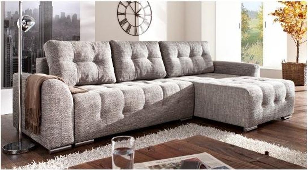 Design Ecksofa Sofa Loft Bettfunktion Couch Polster Sitz Eck Sofas Schlafsofa