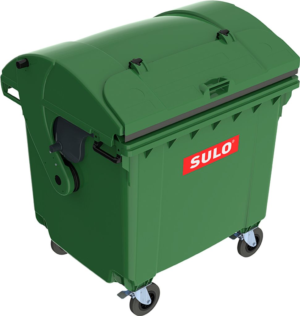 Sulo I Müllcontainer MGB 1100 Liter | 4-Rad-Behälter mit Runddeckel und Deckel im Deckel | Grün
