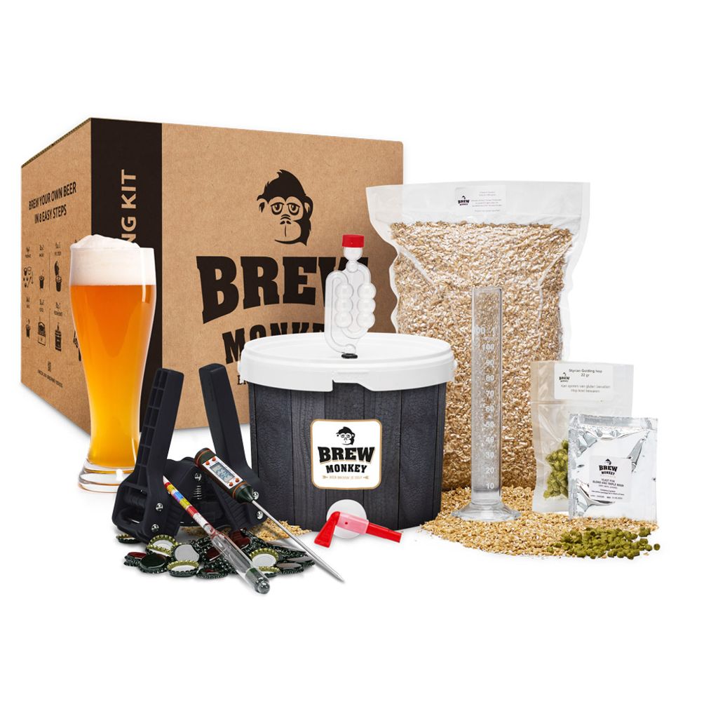 Brew Monkey Bierbrauset Weizen | Komplett Set 5 Liter Bier | 5,7% Vol. | Bier Brauen Set | Männergeschenke | Bier Geschenke für Männer | Gebu...