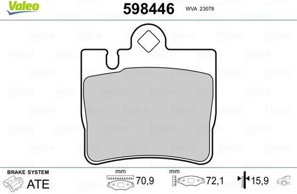 VALEO 598446 - OE 34200620 Bremsbeläge, Hinten für S-Klasse (C215), S-Klasse (W220)