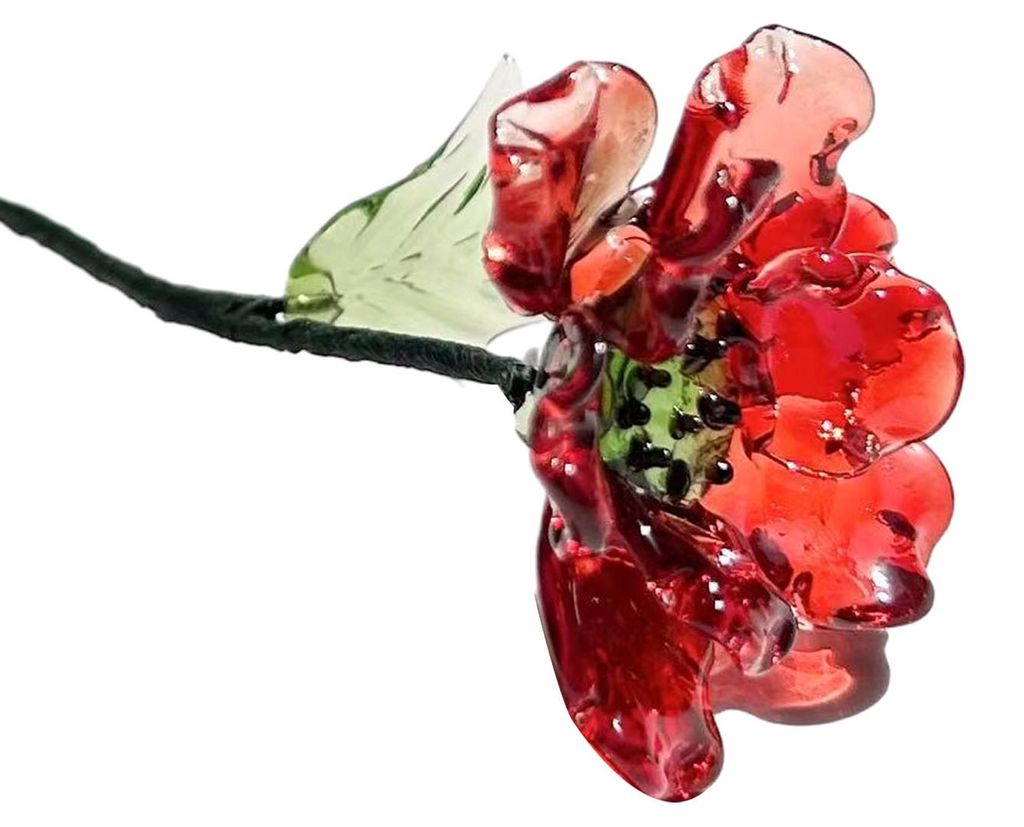 Handgefertigte Glasblume mit Drahtstiel, mundgeblasen, farbig glasiert, Mini-Blumenfigur, Dekoration für Wohnzimmer, Büro, Tisch, Blumenvase, Orn...