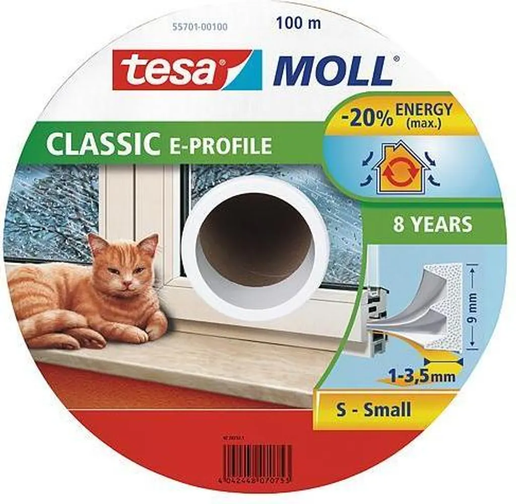 Joint d'étanchéité tesamoll profil E marron 9mm rouleau 100m pour portes