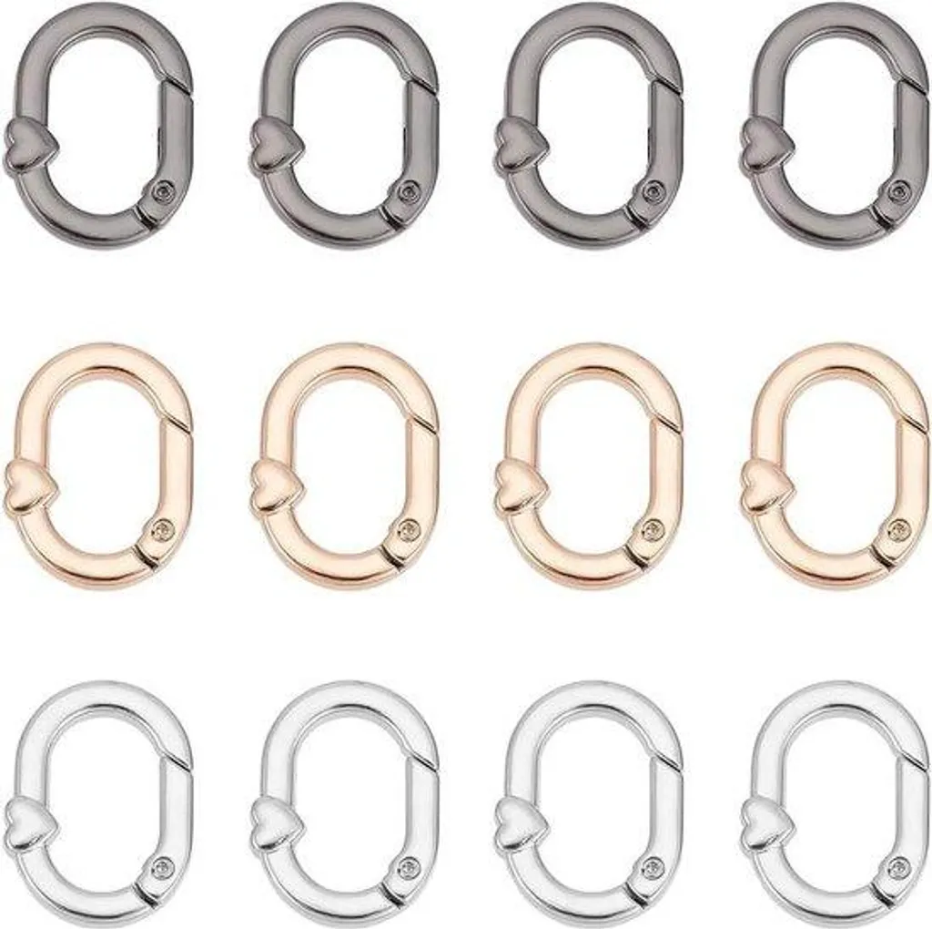 Porte-clés à Mousqueton en Acier Ovale - Pack de 12 Unités Tricolores