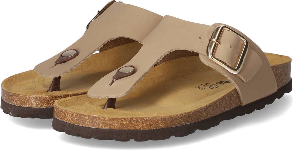 Beliana Damen Pantoletten/ Zehentrenner Taupe Rauleder Produktbild 