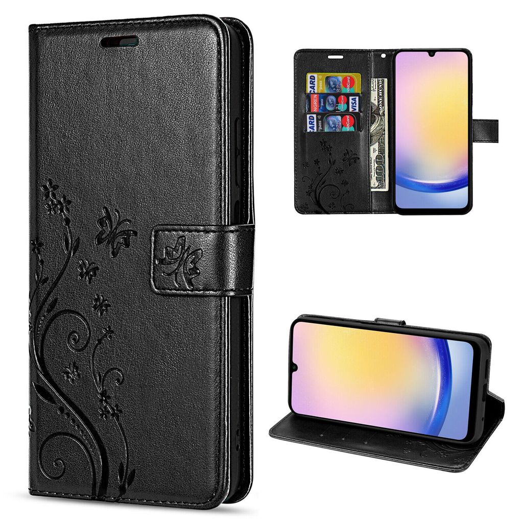 Hülle für Samsung Galaxy A25 Handyhülle Handy Tasche Klapphülle Wallet Case Etui Schwarz