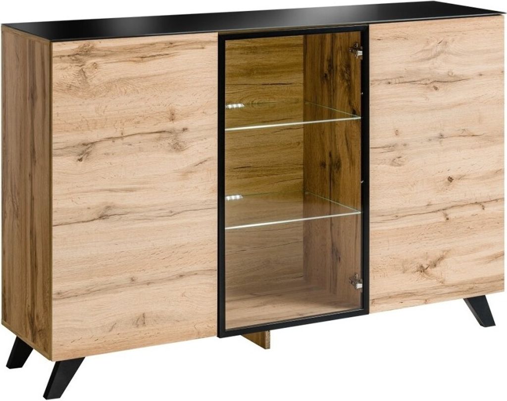 Buffet, Sideboard Modell TINO + LED. Skandinavischer Möbelstil. Designer-Kommode für Ihr Wohn- oder Esszimmer.