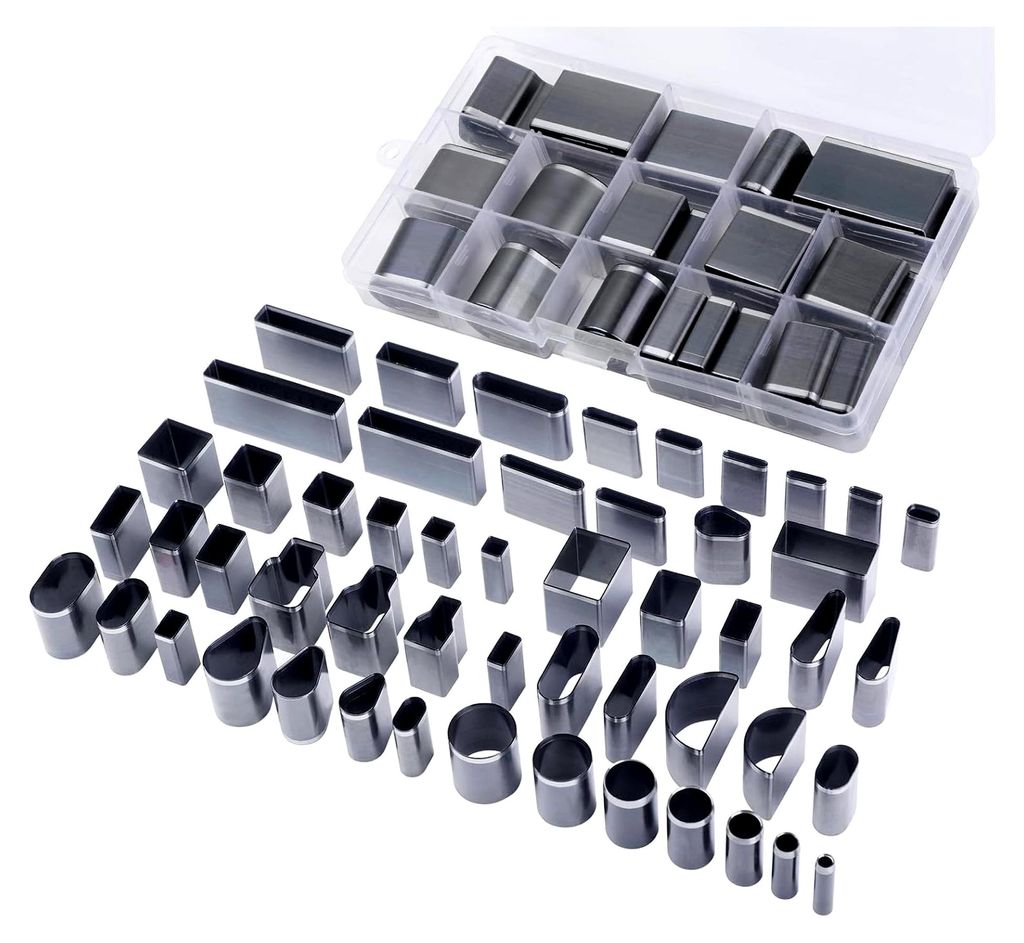 52 Formen Stil Lederlocher Werkzeug für Gürtel, verschiedene Formen Hohlstanzer Werkzeug, Leder Stanzwerkzeug Set für handgemachte DIY Projekte