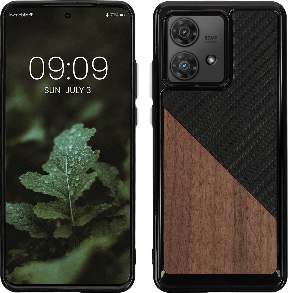 kwmobile Hülle kompatibel mit Motorola Edge 40 Neo - Handyhülle - Handy Schutzhülle - Smartphone Cover - Dunkelbraun Schwarz