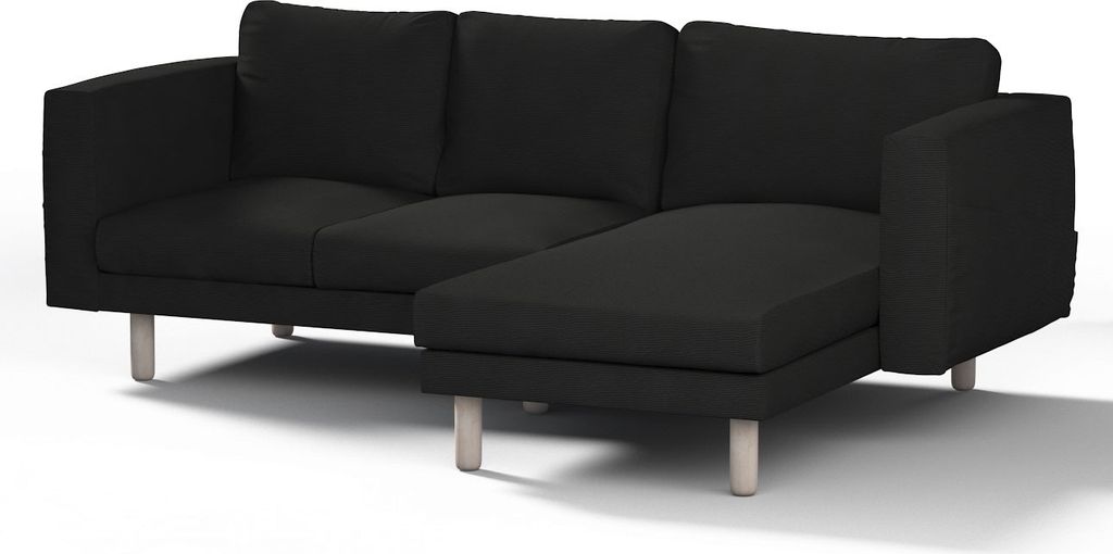 Dekoria Bezug für Norsborg 3-Sitzer Sofa mit Recamiere, schwarz, Norsborg Bezug für 3-Sitzer Sofa mit Recamiere