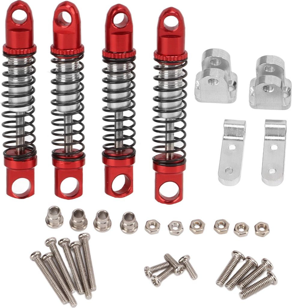 4 Set Metall Stoßdämpfer-Set, Alu Front/Hinten für WPL D12, RC Auto Upgrade Teile