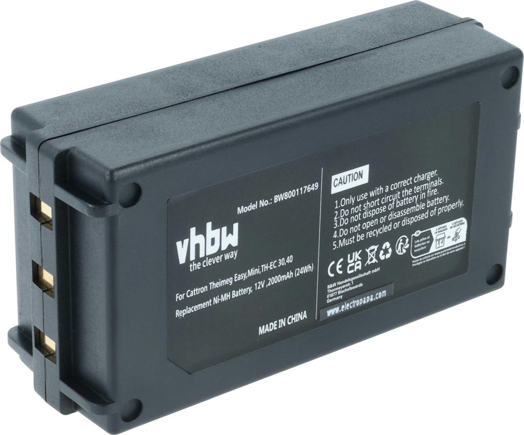 vhbw Akku Ersatz für Cattron Theimeg BT92300075, BT923-00044 für Industrie-Funkfernsteuerung Fernbedienung (2000 mAh, 12 V, NiMH) - Schwarz