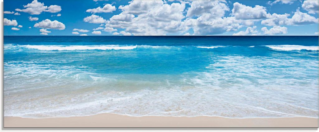 ARTland Glasbild Großartige Strandlandschaft Größe: 125x50 cm