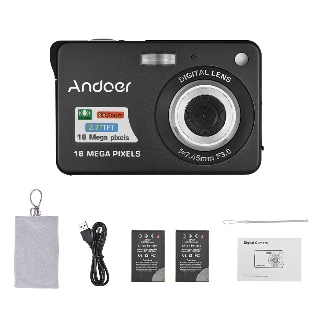 Andoer Digitalkamera Camcorder 18M 720P HD mit 2 Stück Akkus 8X Digital Zoom Anti-Shake 2,7 Zoll LCD-Bildschirm Kinder… Rot 