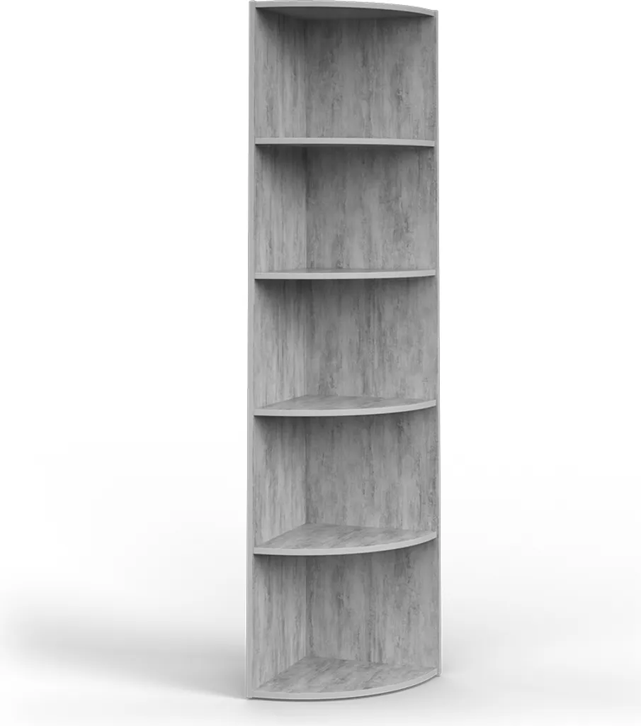Bibliothèque d'angle Grise Béton 180cm Vicco Ecki Meuble de Rangement