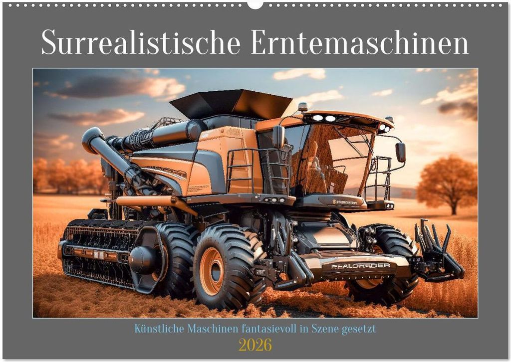 Surrealistische Erntemaschinen (Wandkalender 2026 DIN A2 quer), CALVENDO Monatskalender
