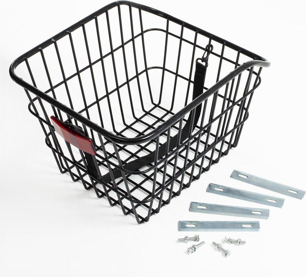 Fahrradkorb Hinten für Gepäckträger, max. 10 kg Tragkraft, großer Metall-Einkaufskorb 10L, schwarz