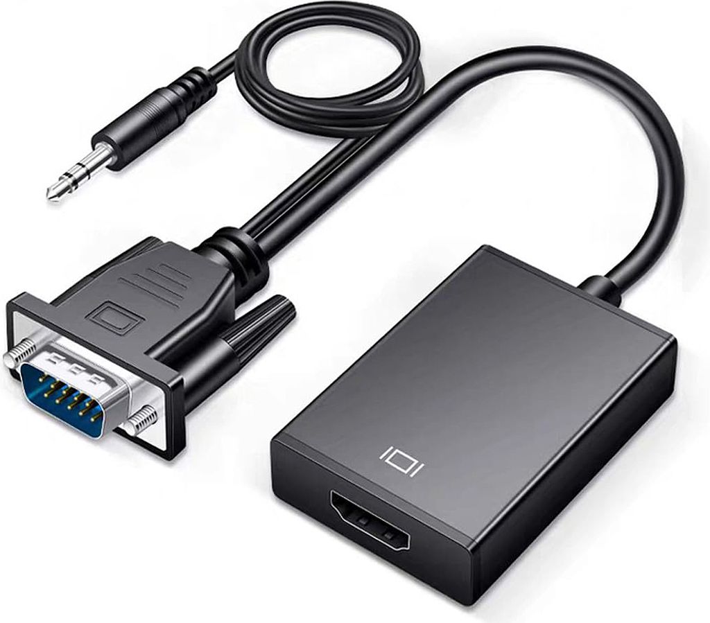 VGA zu HDMI Adapter mit Audio & USB-Ladekabel | 1080P 60Hz Stecker-Buchse Konverter für ältere PCs, Monitore, Projektoren, TVs und HDTVs