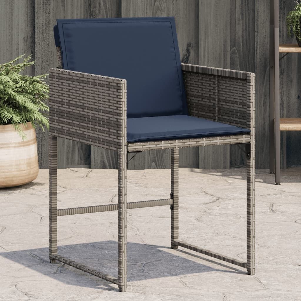 "2026 Promotion" Gartenstühle mit Kissen 4 Stk. - Hohe Qualität - Grau Poly Rattan - Gartenstühle CC23208
