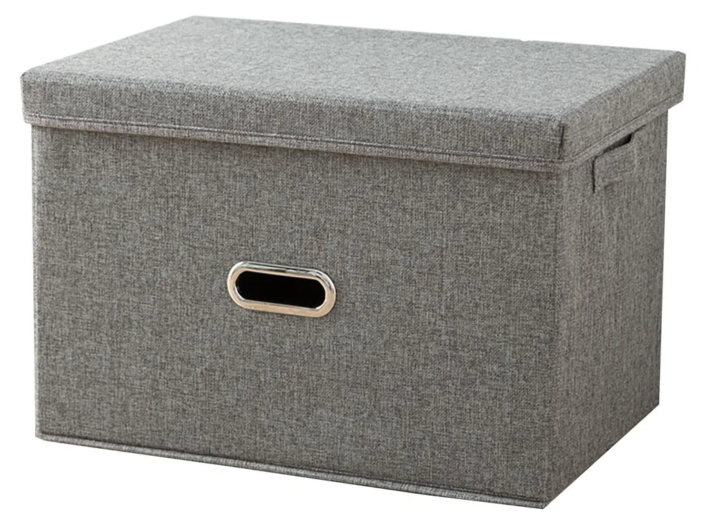 Sac de rangement en tissu pliable gris 44x29x30 cm pour vêtements et linge