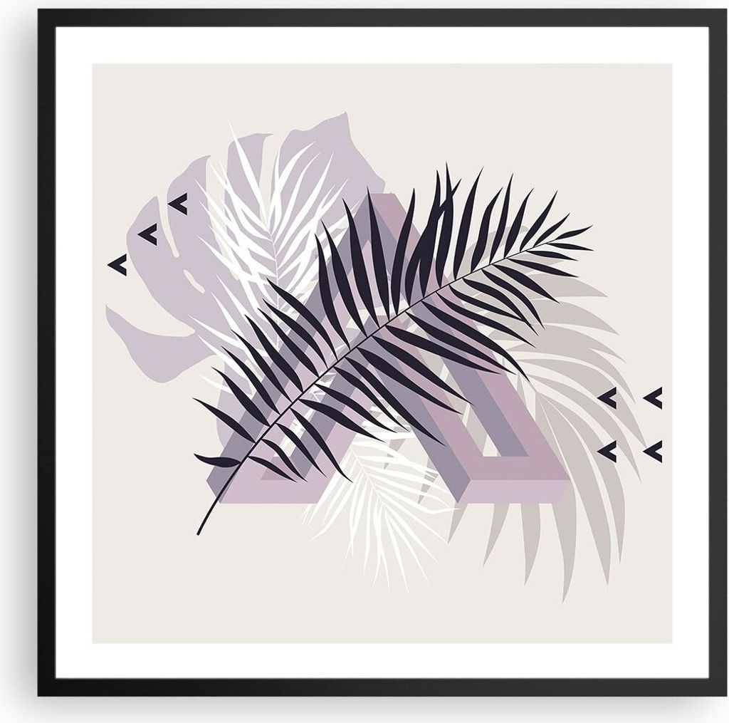 Gerahmtes Poster - Schwarzer Rahmen - Grafiken Blatt Buntstift - 60x60 cm - Wand Bild - Wanddeko - Wandbilder - Kunstposter - Wandposter - Bilderra...