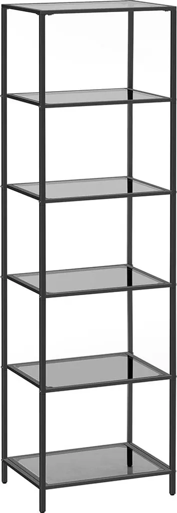 Étagère de rangement 6 plateaux verre trempé sécurisé finition sombre