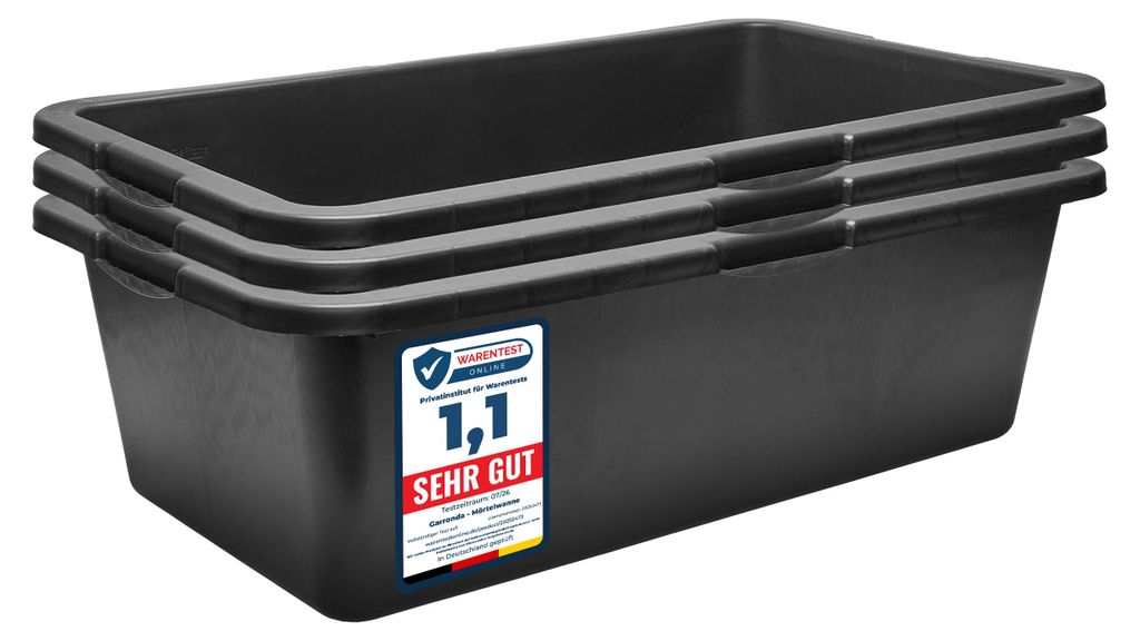 Garronda Mörtelwanne 3 Pack 40 L Rechteckig Mörtelkübel Produktbild 