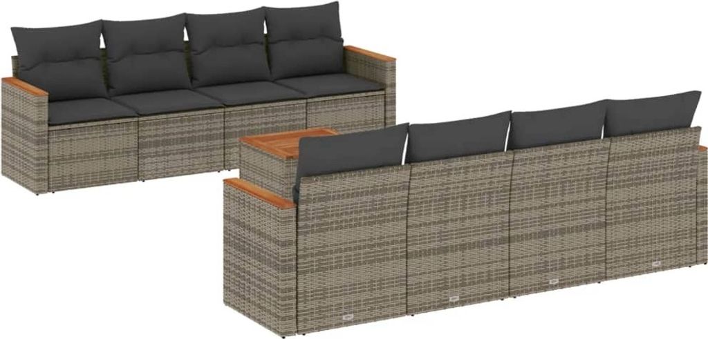 Maison Exclusive - 9-tlg. Garten-Sofagarnitur mit Kissen Grau Poly Rattan