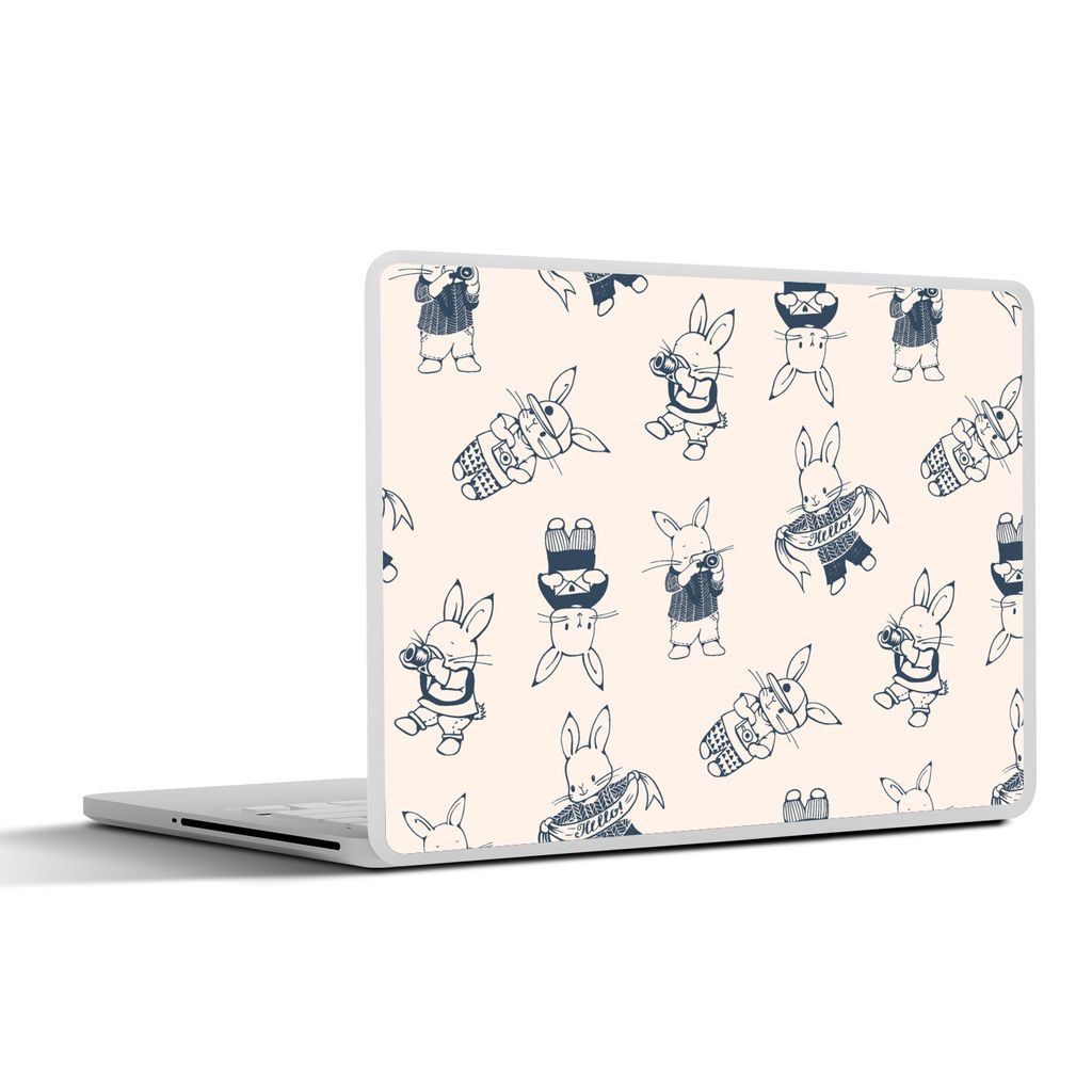 MuchoWow Laptop Aufkleber Sticker Cover Kaninchen - Vintage - Schnittmuster 25x18 cm - Laptop-Deko