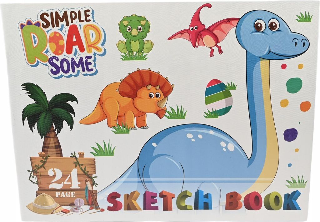 Skizzenbuch A4 Dinosaurier Zeichenblock für Kinder 24 Weiße Seiten Malblock Schule Kunst
