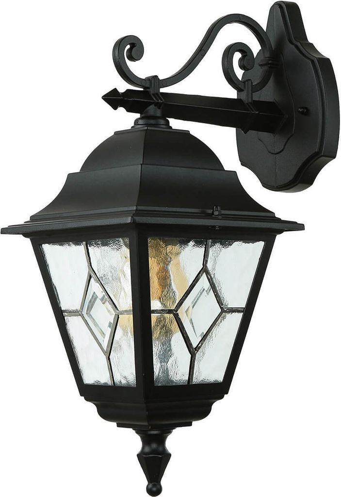 Außenwandlampe Garten Terrasse IP43 Schwarz E27 Glas Metall Produktbild 