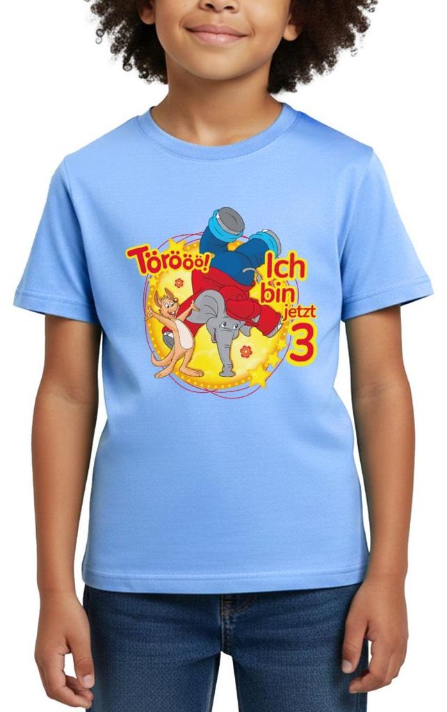 Spreadshirt Benjamin Blümchen Ich Bin Jetzt 3 Kinder T-Shirt, 98/104 (3-4 Jahre), Himmelblau