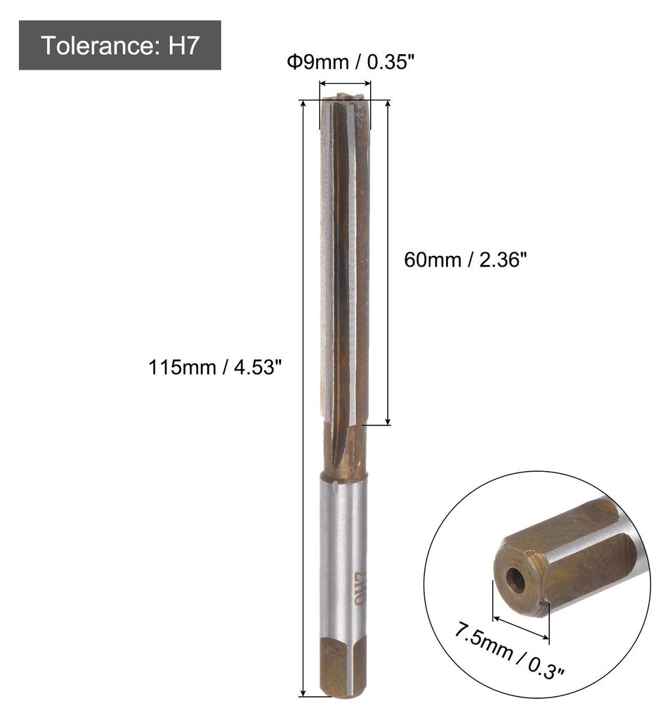 Handreibahle 9mm H7 Metrische Reibahle Bohrer fš¹r Metall Holz Loch Reiben, gerade Nuten 9SiCr Legierter Stahl Schneidwerkzeug