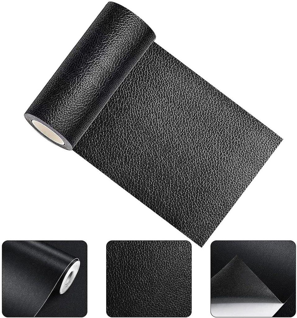 Selbstklebendes Kunstleder-Reparaturset 20 x 150 cm – Leder-Reparaturset für Sofas, Autositze, Bürostühle, Jacken – Schwarz
