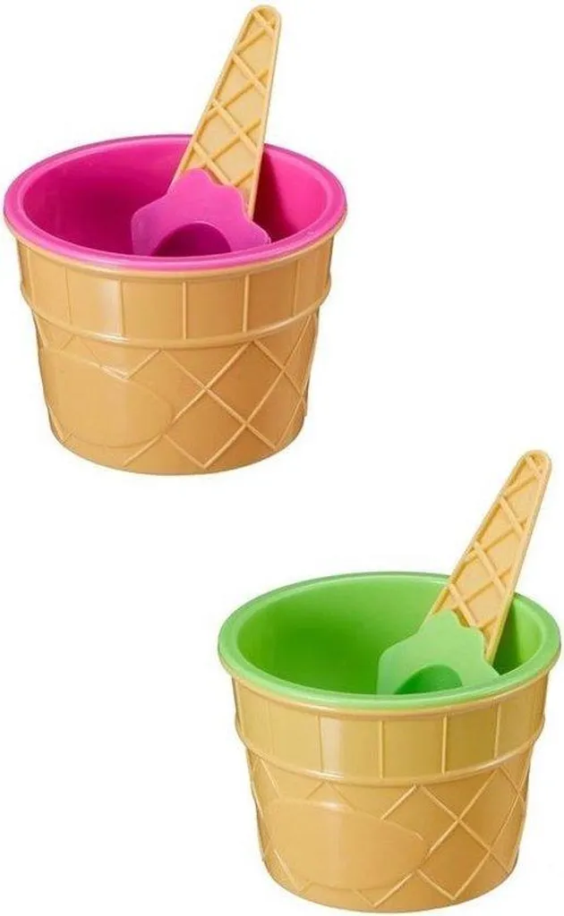 Bâtonnets à glace 7 cm bicolores avec cuillères pratiques - Lot de 6