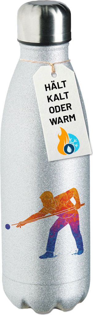 Huuraa Trinkflasche Billard Snooker 500ml Silver Edelstahl Wasserflasche Trinkflasche Geschenkidee