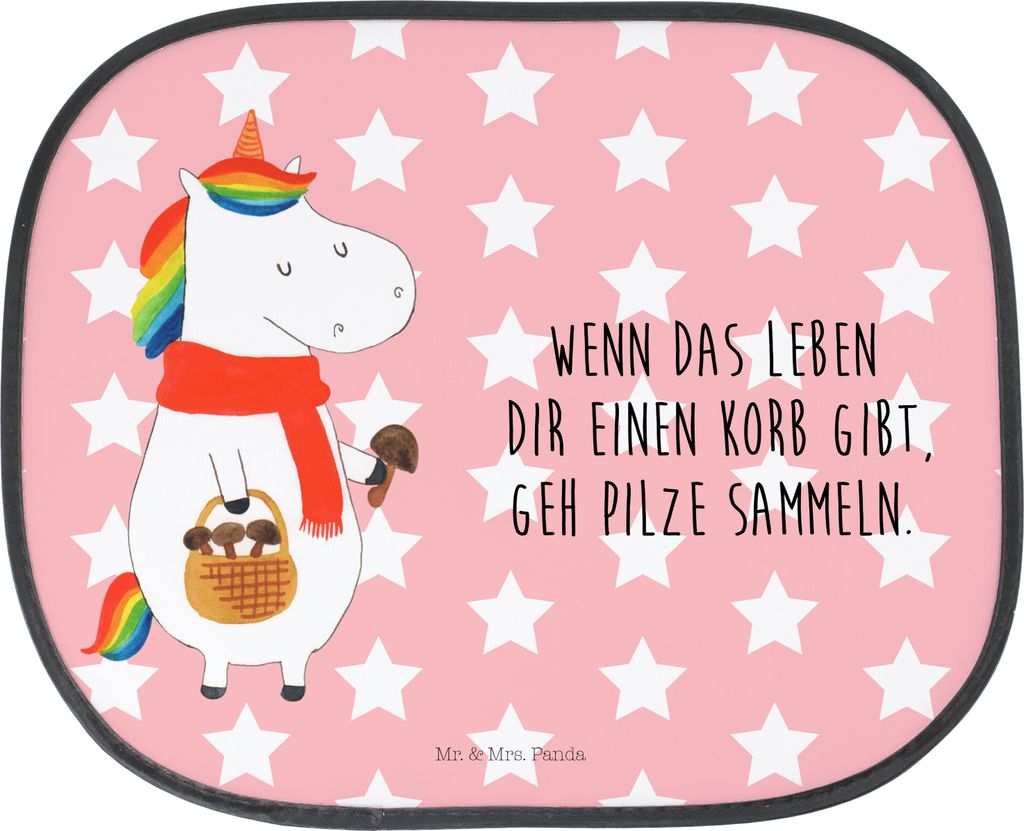 Mr. & Mrs. Panda Sonnenschutz Auto Einhorn Pilz - Rot Pastell - Geschenk, Unicorn, blendschutz, Motivation, autofenster uv schutz, Spruch, Pilze, S...