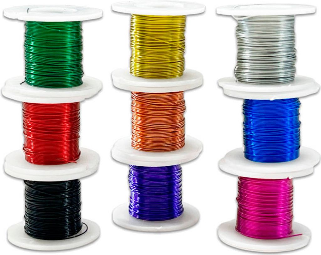 Blumendraht auf Rolle 0,3mm x 3m - Set mit 9 Farben