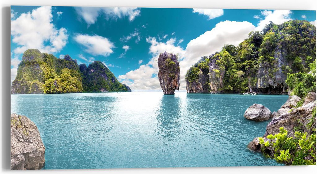 DEQORI Glasbild Echtglas 60x30 cm 'Paradiesisches Thailand' Wandbild Bild modern Deko