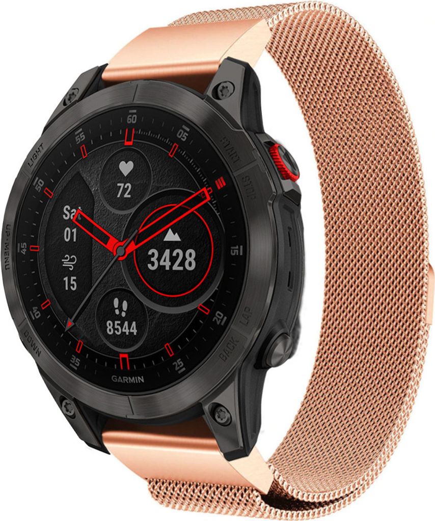 Strap-it Milanese Armband - Kompatibel mit Garmin Epix Gen 2Armband Hochwertiges Material -Edelstahl Magnetische verschluss für Armband Rosa Gold2...
