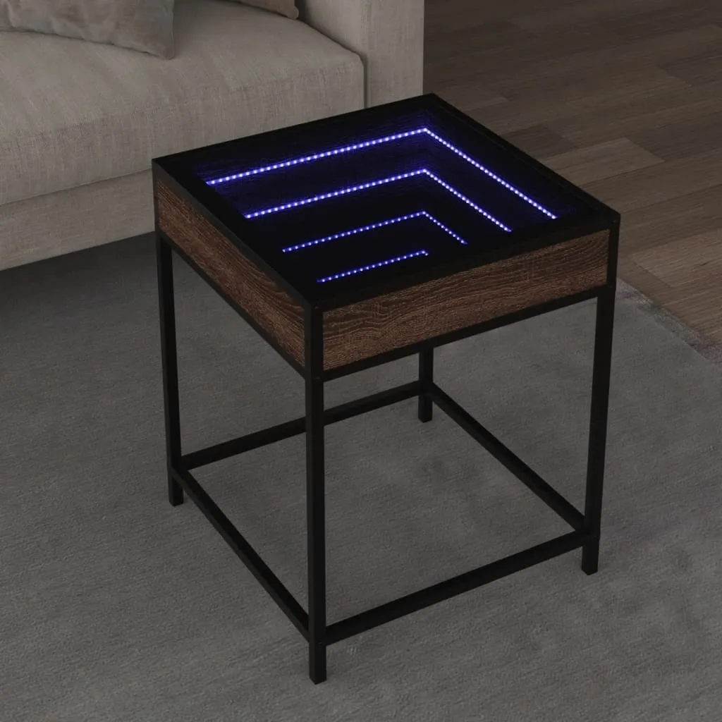 Tavolino Infinity LED Rovere Marrone 40x40x51 cm | Design Moderno