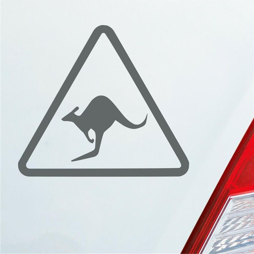 Auto Aufkleber Kängaru Kangaroo Roo Achtung Australien 10x9 cm Grau Sticker Heckscheibenaufkleber