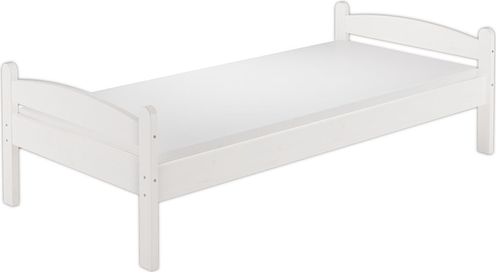 Kieferbett weiß Einzelbett 80x200 Massivholzbett Bettrahmen Futonbett Zubehör wählbar V-60.32-08WRollrost und Matratze inkl.