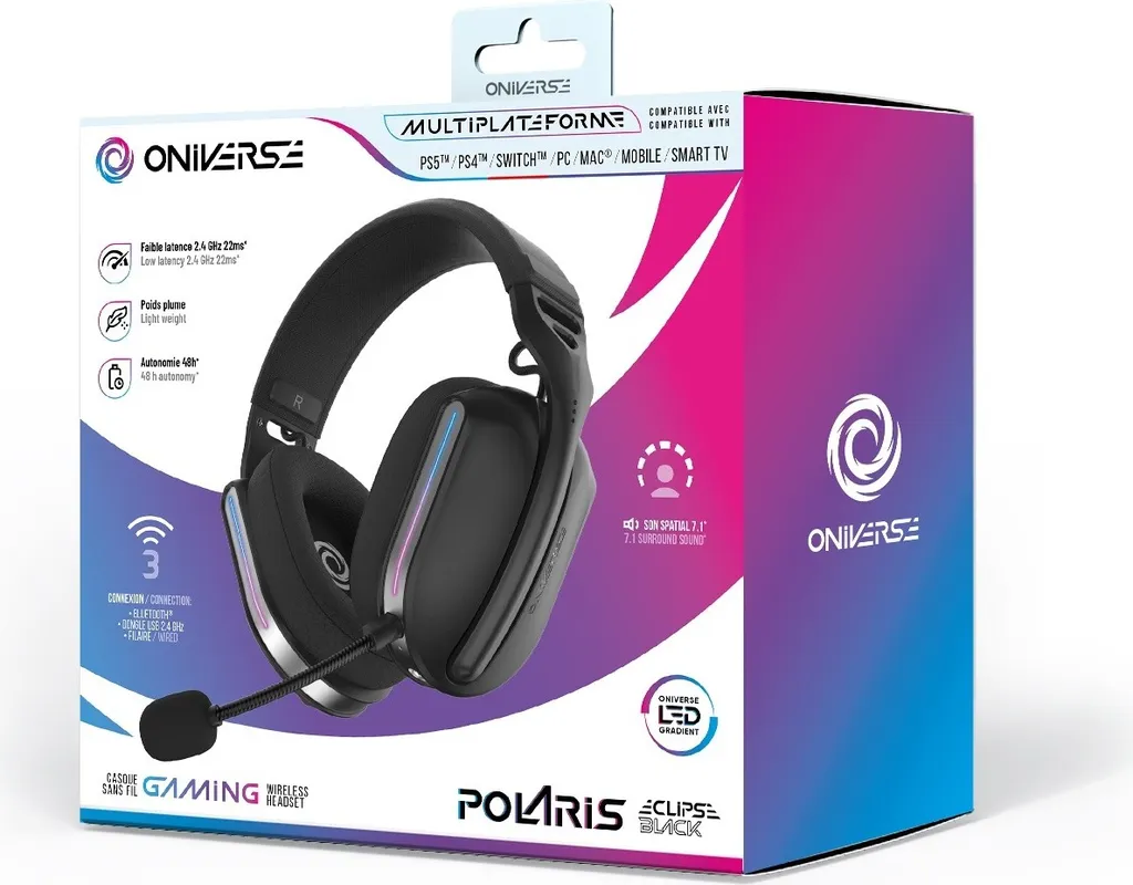 Casque de jeu sans fil Oniverse Polaris Eclipse Black Multiplateforme - 4