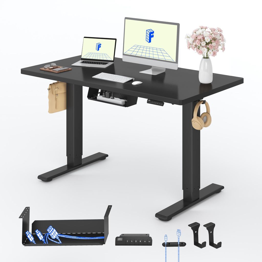 FLEXISPOT E1 Pro Elektrisch Höhenverstellbarer Schreibtisch 120x80cm 25MM EINTEILIGE TISCHPLATTE Doppelmotor 120KG Tragkraft 4 Speicherplätze, Sc...