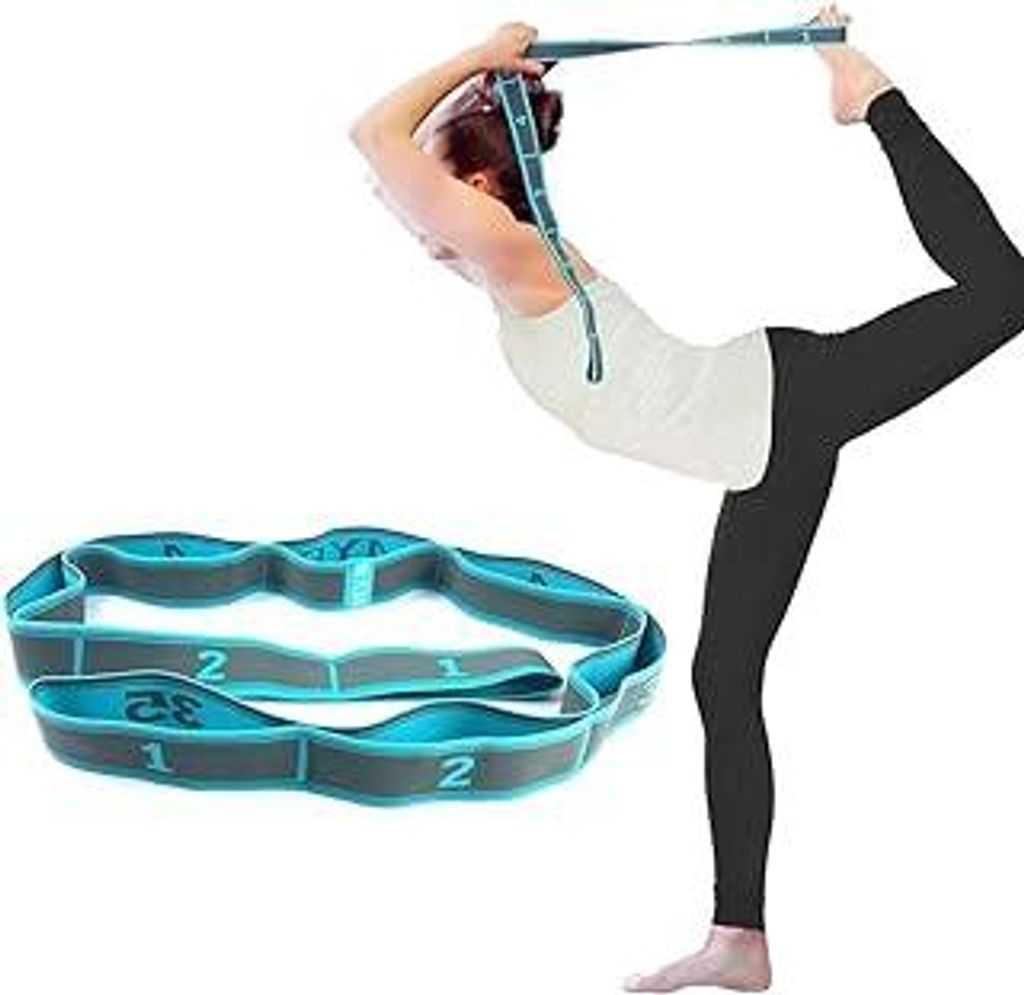 Yoga Stretching Strap Mit 9 Schleifen, Stretchband, Gurt, Stretchriem, Fitness Stretchband, Hochelastischer Gymnastikband für Pilates, Tanz, Gymna...
