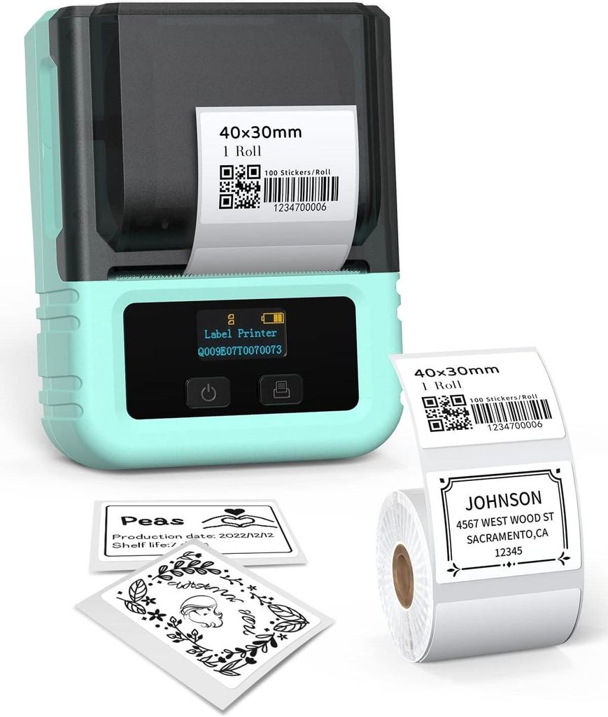 Phomemo M120 Etikettendrucker - Bluetooth-Etikettendrucker Thermoetikettierer Aufkleber Druckgröße 20-50 mm kompatibel mit Handys und PCs